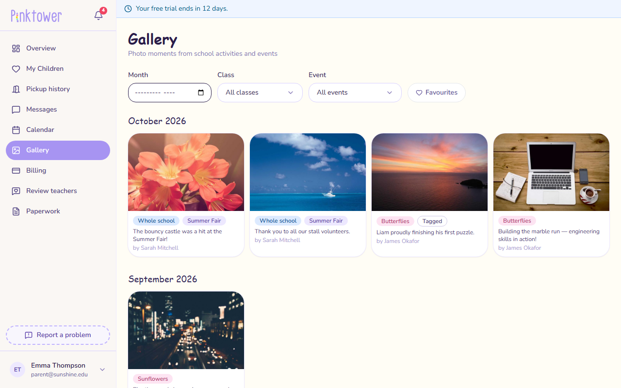 The Gallery, grouped by month, with its filters