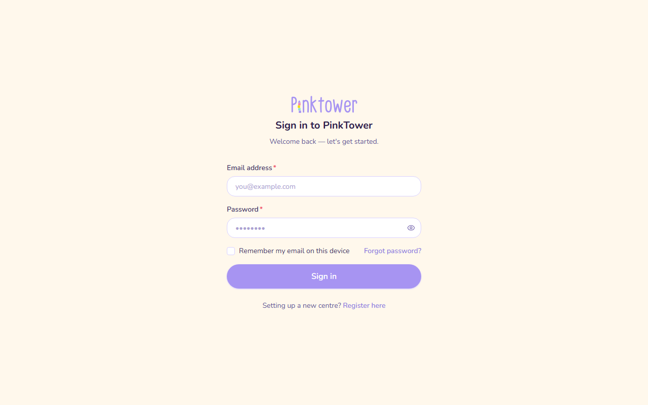 The sign-in page