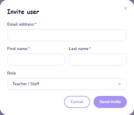The Invite user dialog